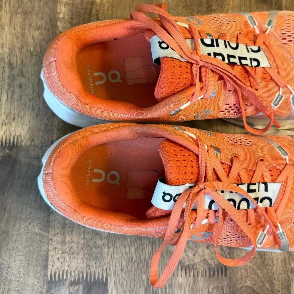 On Running Cloudsurfer 7 Neutral Sneaker Shoe Flame Orange White Men’s 11.5